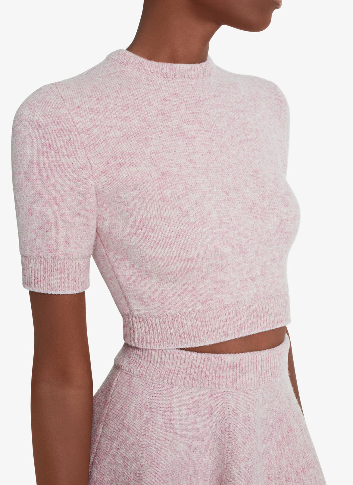 SHETLAND WOOL FITTED SWEATER ALAÏA ROSE CHINE SHETLAND WOOL FITTED SWEATER
